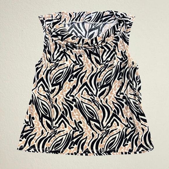 Mixed animal print cowl neck tank top zebra giraffe, Y2K indie bohemian boho - Picture 1 of 7